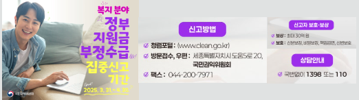 정부지원금(복지분야) 부정수급 집중신고기간